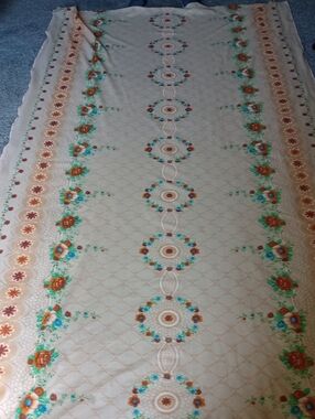 Floral Tablecloth Vintage Peach Length 107" Width 59" Great Shape Amish Bought